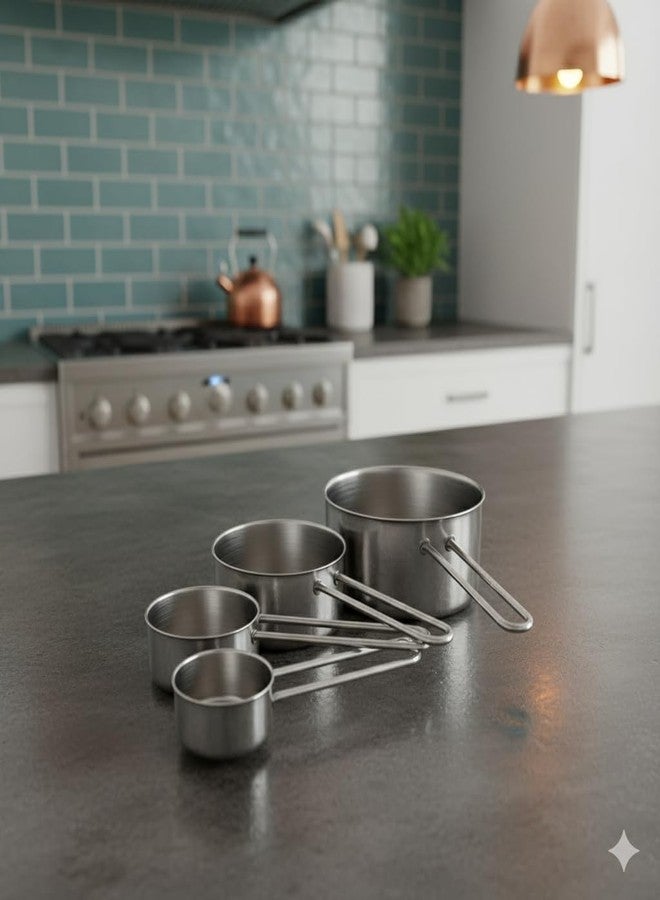 Human Hydro Stainless Steel Measuring Cups Set - 4 Pieces | 60 ml, 80 ml, 125 ml, 250 ml | Durable, Rust-Free & Dishwasher Safe for Baking & Cooking - Image 3